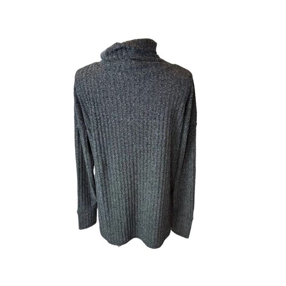 Athleta Transit Cowl Neck Ribbed Sweater Stretch Soft Ribbed Gray Women Medium - Picture 2 of 5